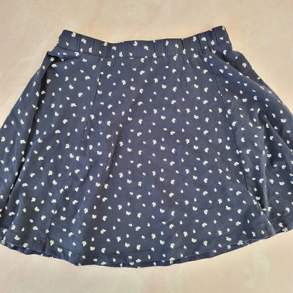 H&M girls youth 14 year navy blue floral mini skirt pull on casual summer